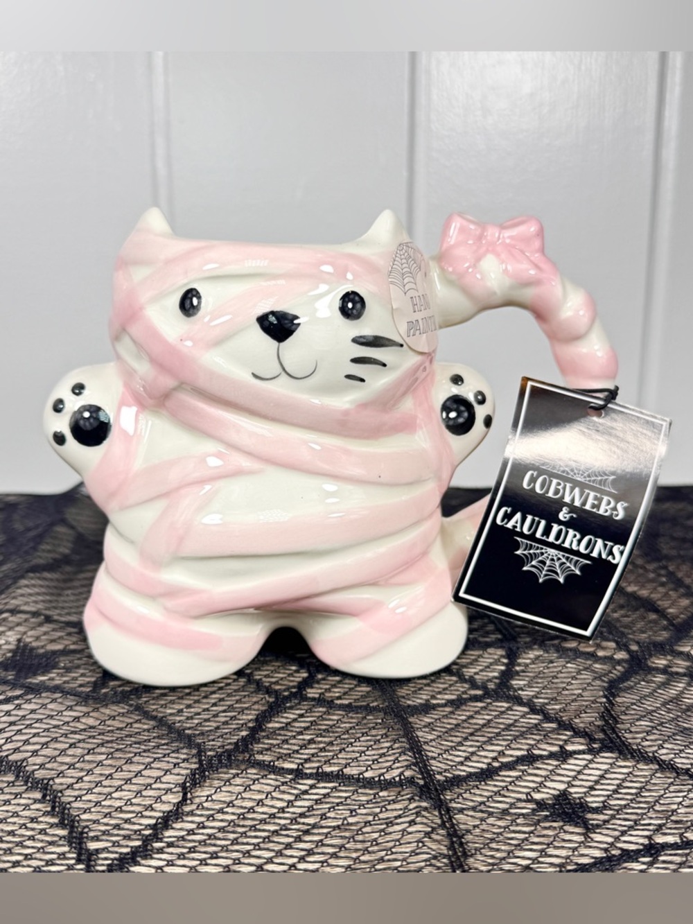 NEW Cobwebs & Cauldrons Ghost Cat Mummy Halloween Mug